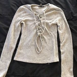 Grey long sleeve sweater top